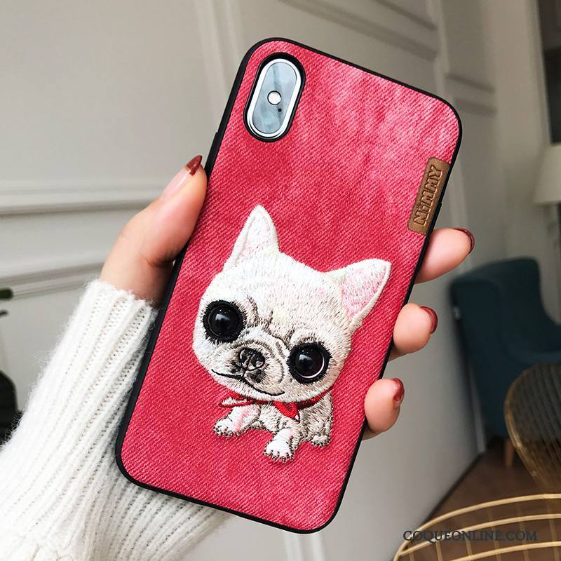 iPhone X Chiens Marque De Tendance Incassable Jaune Coque De Téléphone Broderie Nouveau