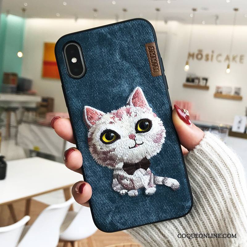 iPhone X Chiens Marque De Tendance Incassable Jaune Coque De Téléphone Broderie Nouveau