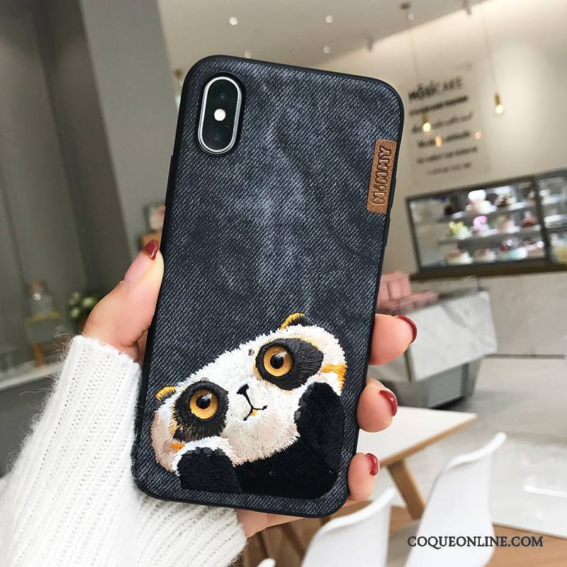 iPhone X Chiens Marque De Tendance Incassable Jaune Coque De Téléphone Broderie Nouveau