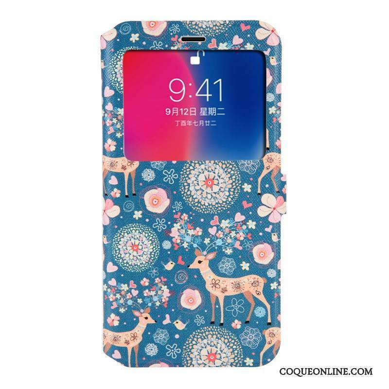 iPhone X Clamshell Étui Protection Bleu Coque De Téléphone Étui En Cuir Incassable