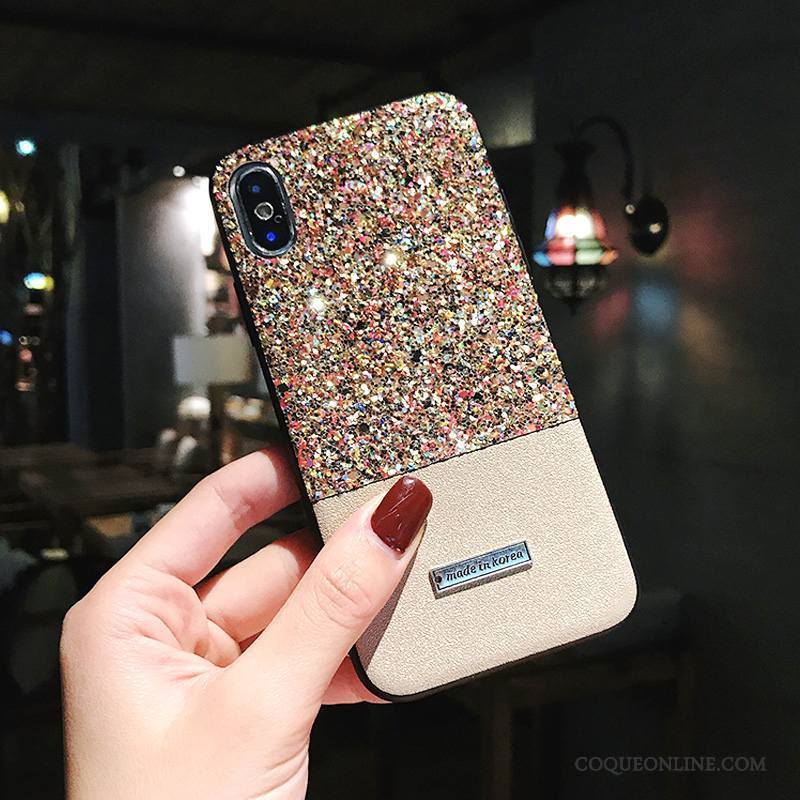 iPhone X Coloré Rose Coque De Téléphone Couture Couleurs Créatif Strass Tendance