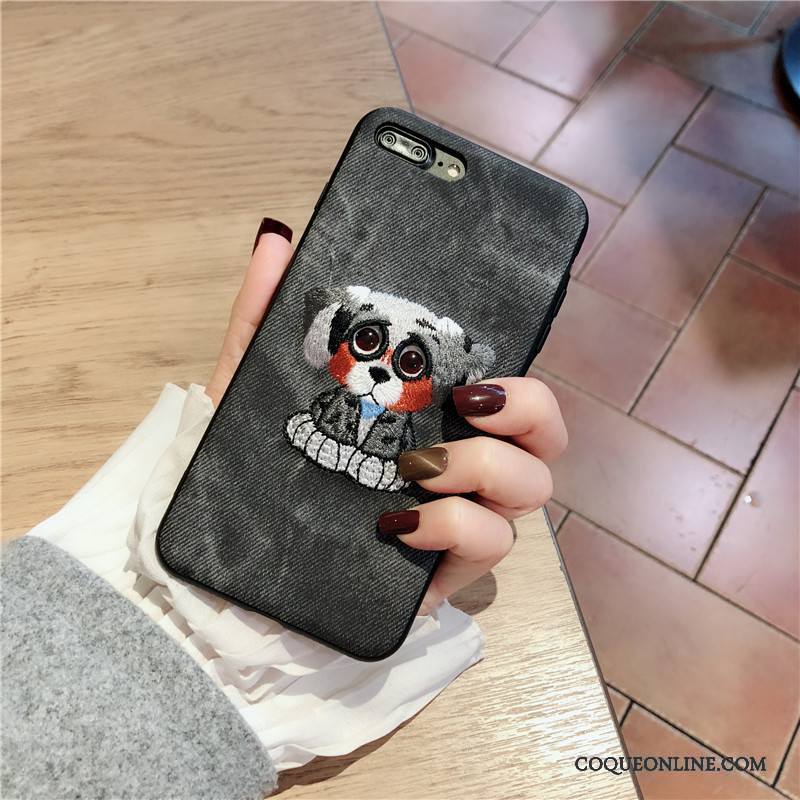 iPhone X Coque Charmant Protection Broderie Bovins Étui Chiens Créatif