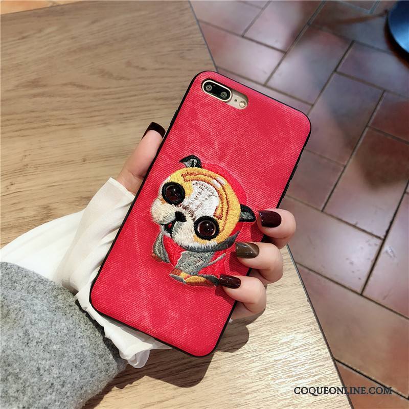 iPhone X Coque Charmant Protection Broderie Bovins Étui Chiens Créatif