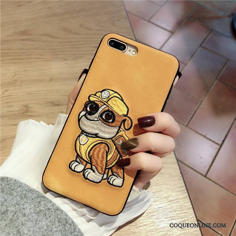 iPhone X Coque Charmant Protection Broderie Bovins Étui Chiens Créatif