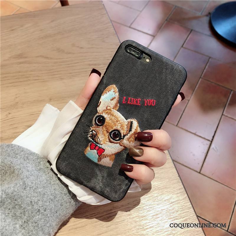 iPhone X Coque Charmant Protection Broderie Bovins Étui Chiens Créatif