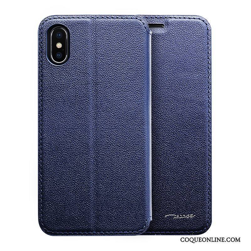 iPhone X Coque Europe Cuir Véritable Housse Incassable Noir Étui En Cuir Dormance