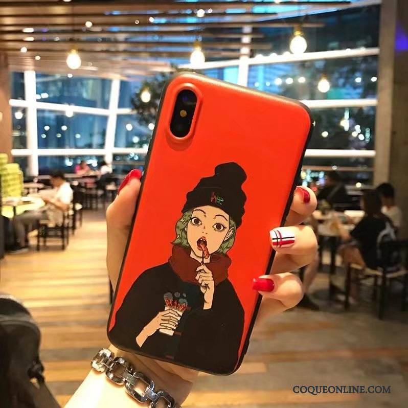 iPhone X Coque Gaufrage Créatif Silicone Fluide Doux Marque De Tendance Nouveau Tout Compris