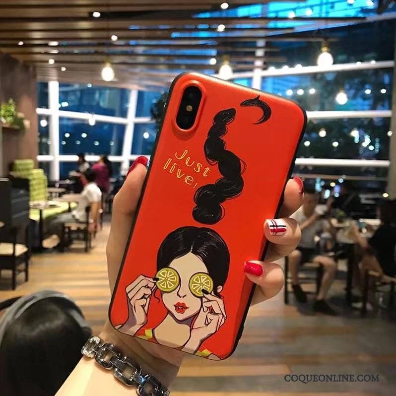 iPhone X Coque Gaufrage Créatif Silicone Fluide Doux Marque De Tendance Nouveau Tout Compris