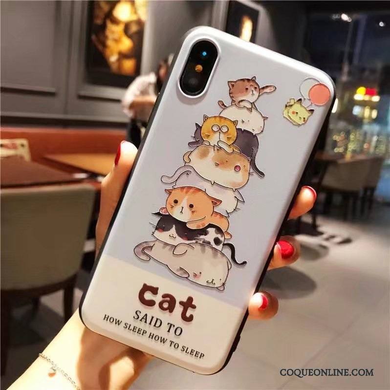 iPhone X Coque Gaufrage Créatif Silicone Fluide Doux Marque De Tendance Nouveau Tout Compris