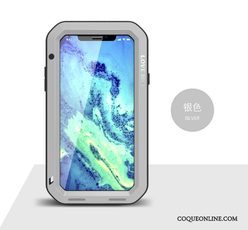 iPhone X Coque Incassable Silicone Étui Décompression Protection Outdoor Argent