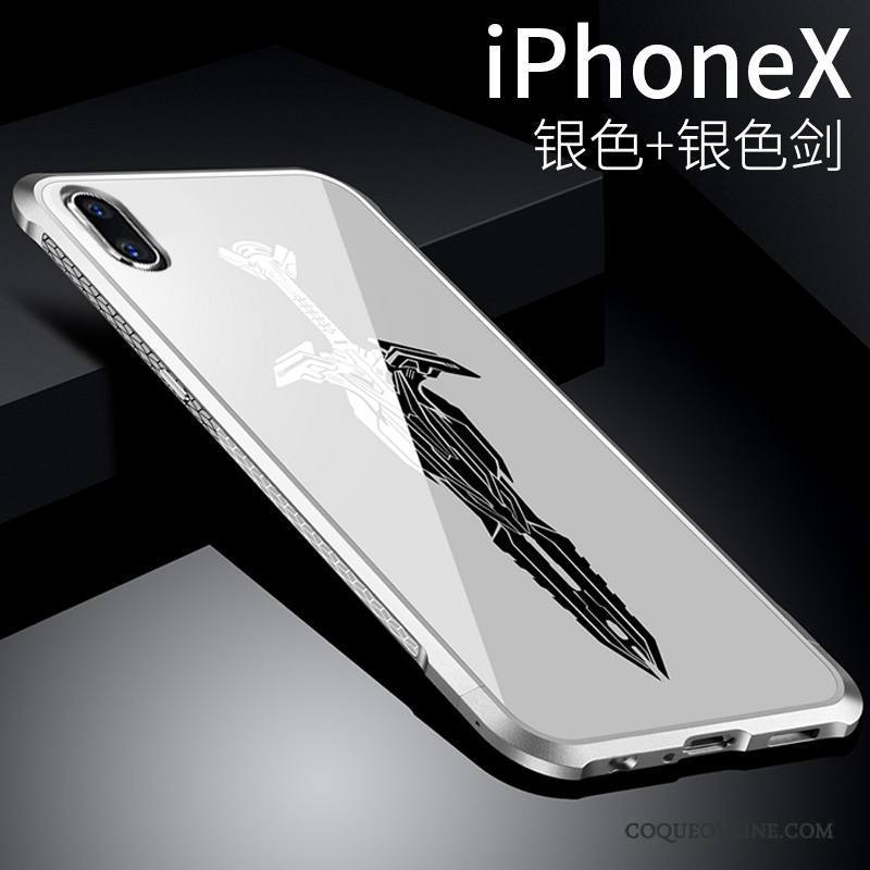 iPhone X Coque Marque De Tendance Border Difficile Protection Très Mince Métal Étui