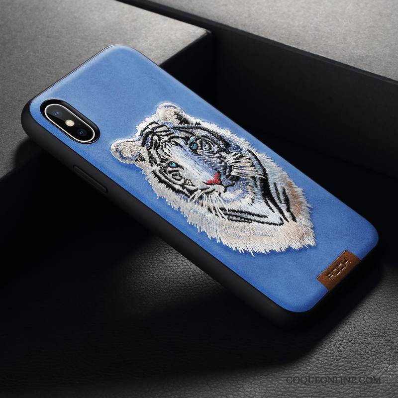 iPhone X Coque Marque De Tendance Jaune Difficile Broderie De Téléphone Luxe