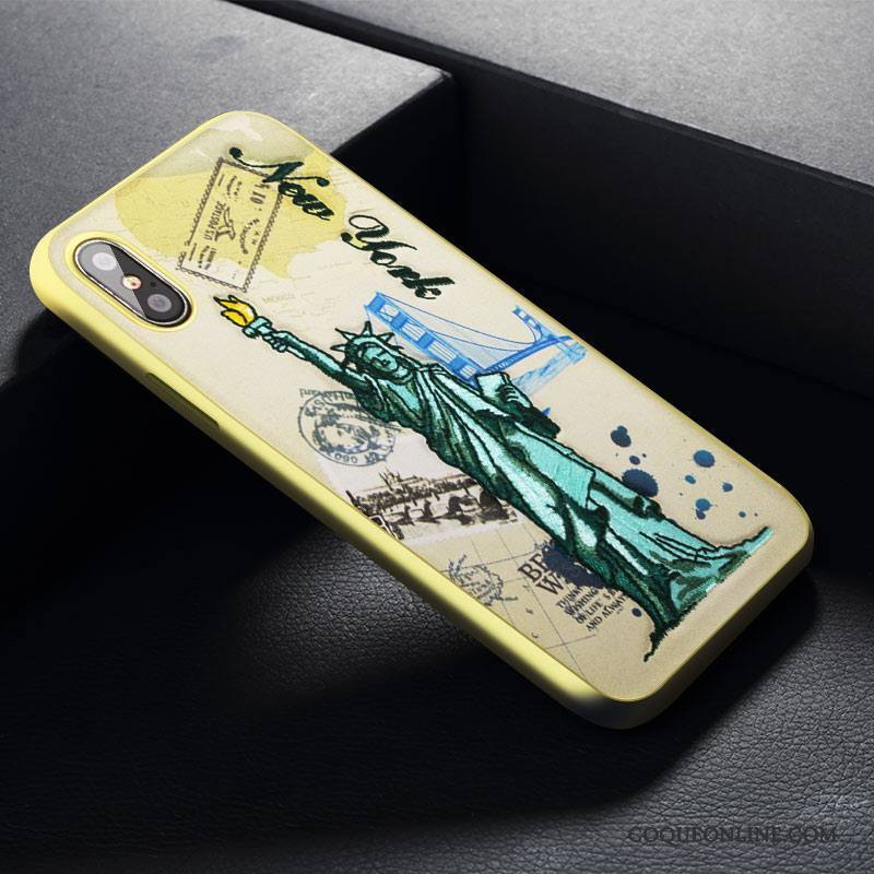 iPhone X Coque Marque De Tendance Jaune Difficile Broderie De Téléphone Luxe