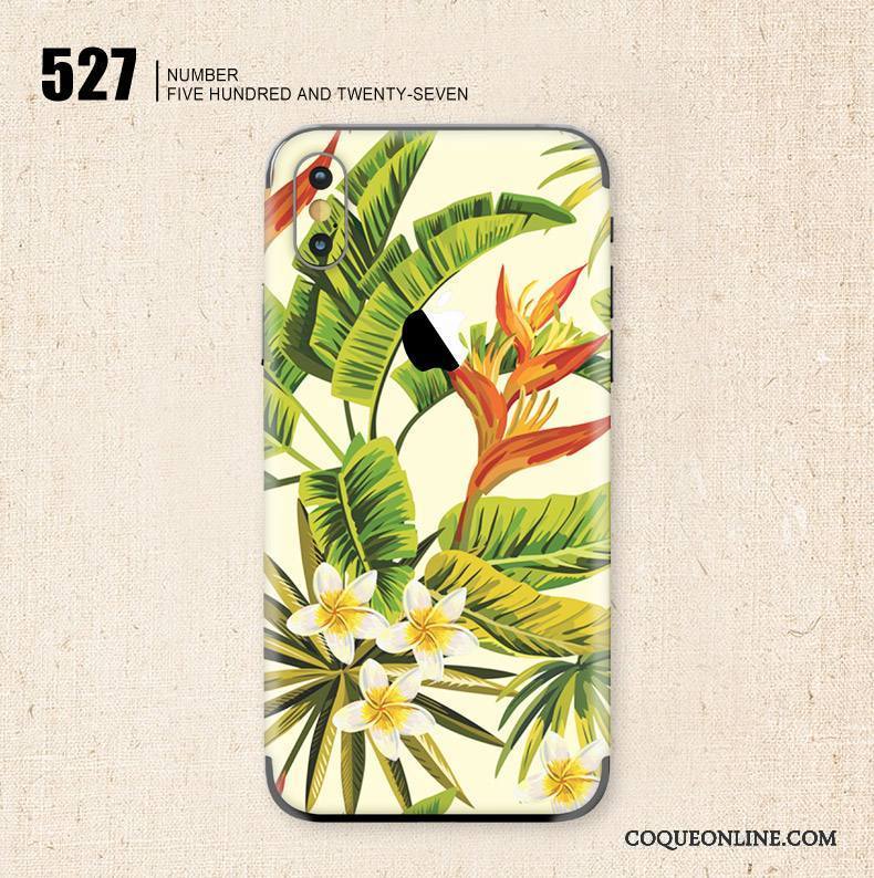 iPhone X Coque Membrane Téléphone Portable Art Protection Jaune Peinture Fleurs