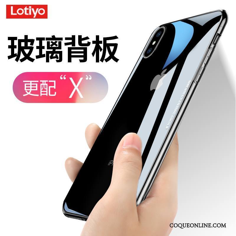 iPhone X Coque Noir Incassable Étui Silicone Verre Transparent Très Mince