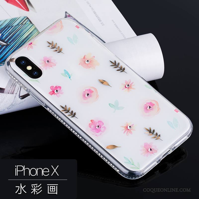 iPhone X Coque Nouveau Incassable Rose Marque De Tendance Personnalité Luxe Silicone