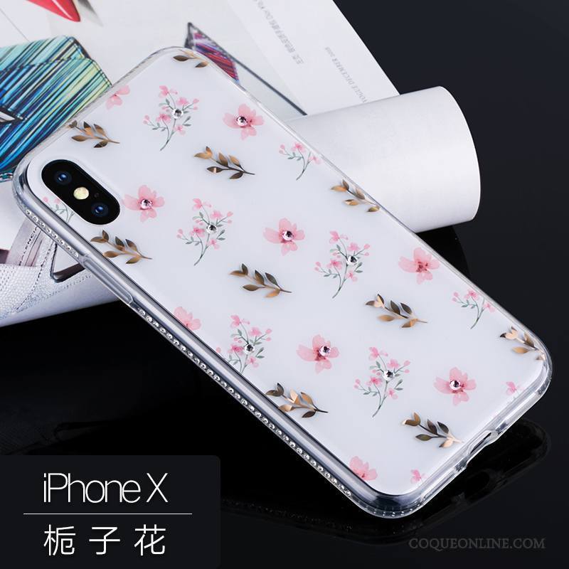 iPhone X Coque Nouveau Incassable Rose Marque De Tendance Personnalité Luxe Silicone