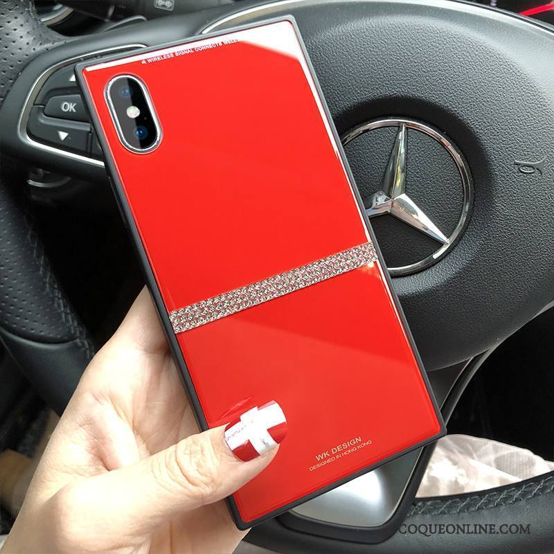 iPhone X Coque Nouveau Silicone Rouge Luxe Net Rouge Étui Clair