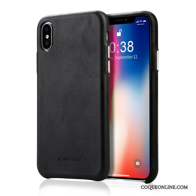 iPhone X Coque Protection Étui En Cuir Tendance Nouveau Cuir Véritable Incassable Business