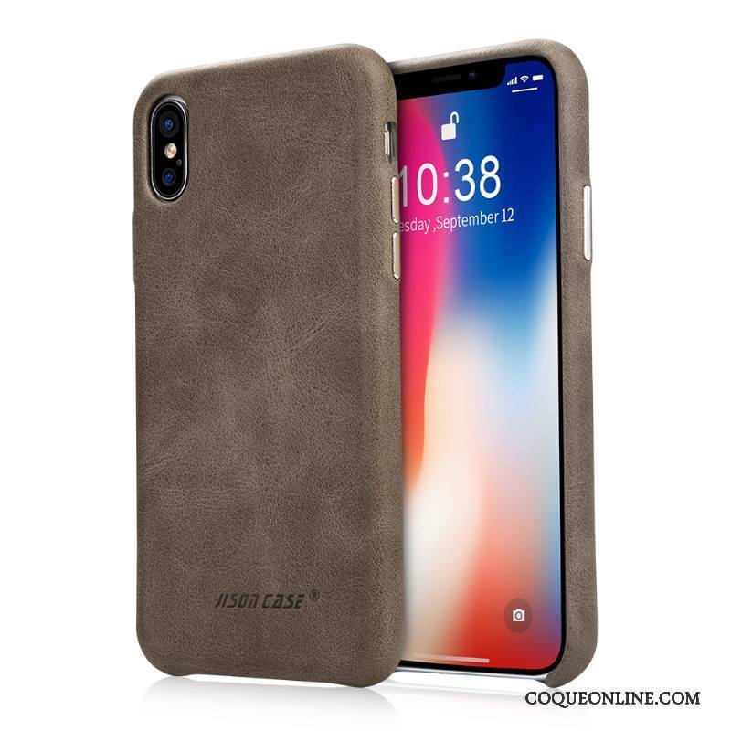 iPhone X Coque Protection Étui En Cuir Tendance Nouveau Cuir Véritable Incassable Business