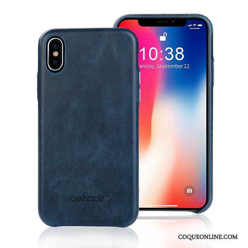 iPhone X Coque Protection Étui En Cuir Tendance Nouveau Cuir Véritable Incassable Business