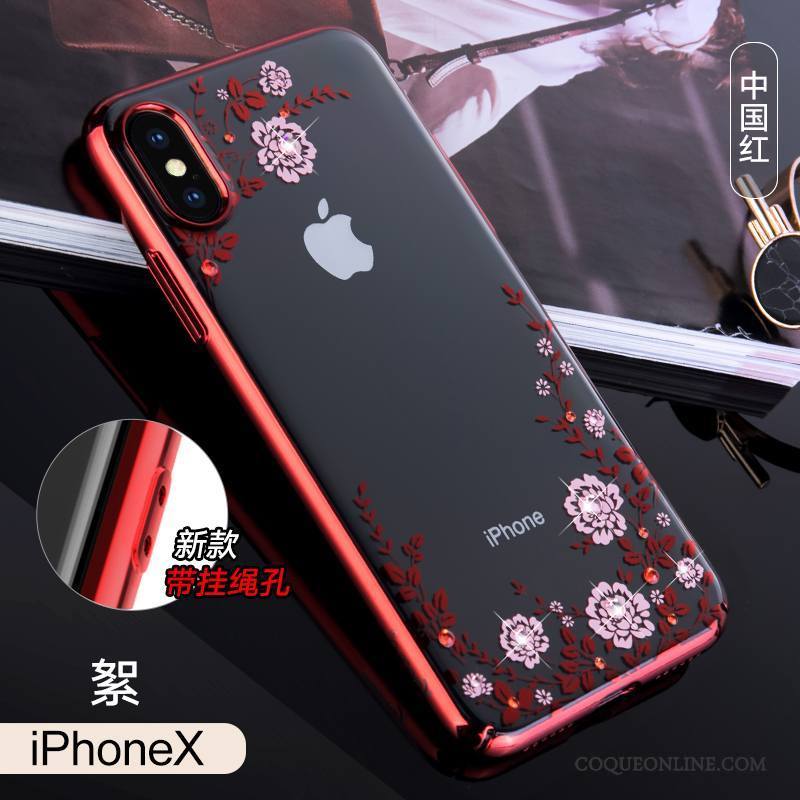 iPhone X Coque Strass Tout Compris Incassable Noir Marque De Tendance Or Étui