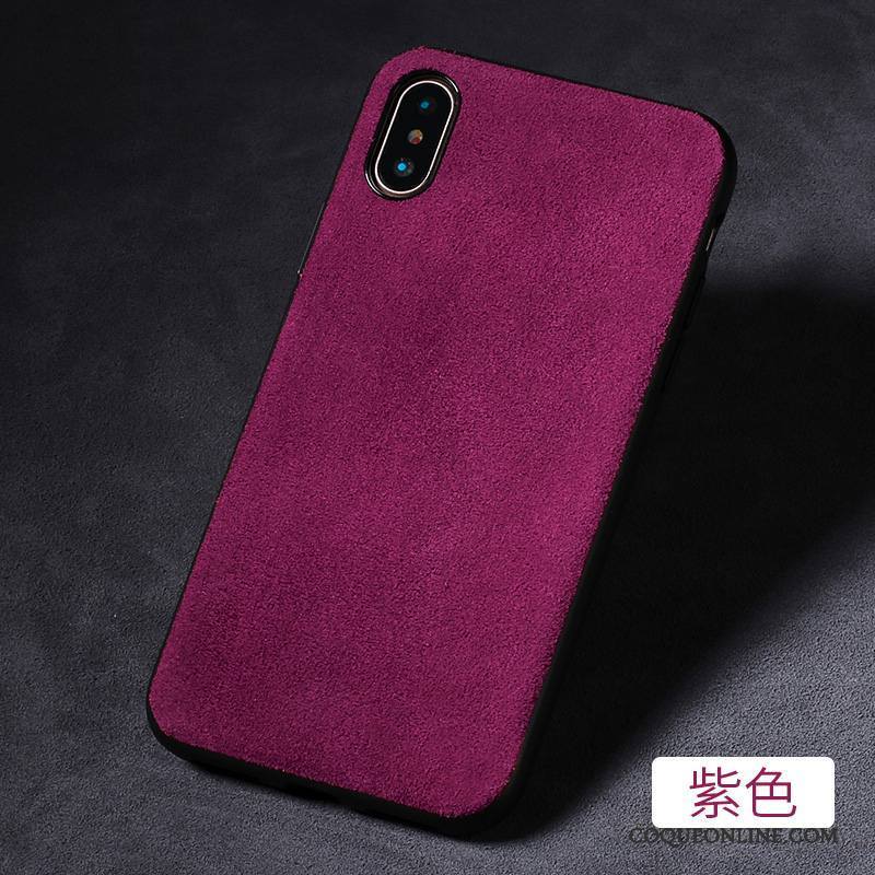 iPhone X Coque Tendance Nouveau Tout Compris Gris Net Rouge Silicone Daim Fourrure