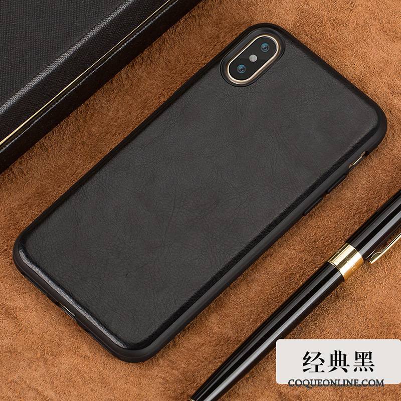 iPhone X Coque Tout Compris Étui Protection Incassable Très Mince Noir Étui En Cuir