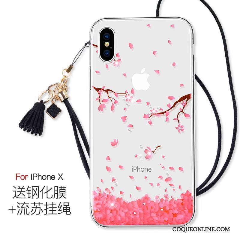 iPhone X Coque Transparent Anneau Incassable Rose Très Mince Nouveau Tout Compris