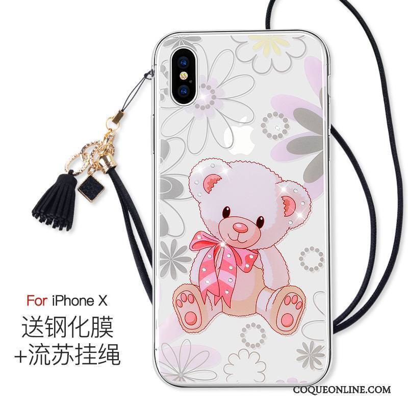 iPhone X Coque Transparent Anneau Incassable Rose Très Mince Nouveau Tout Compris