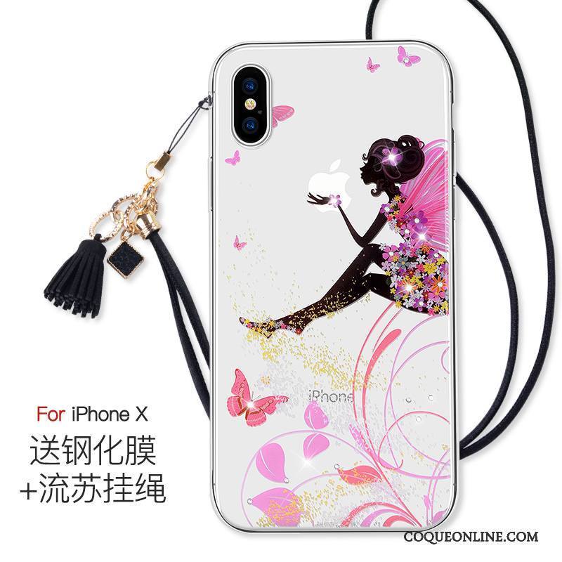 iPhone X Coque Transparent Anneau Incassable Rose Très Mince Nouveau Tout Compris