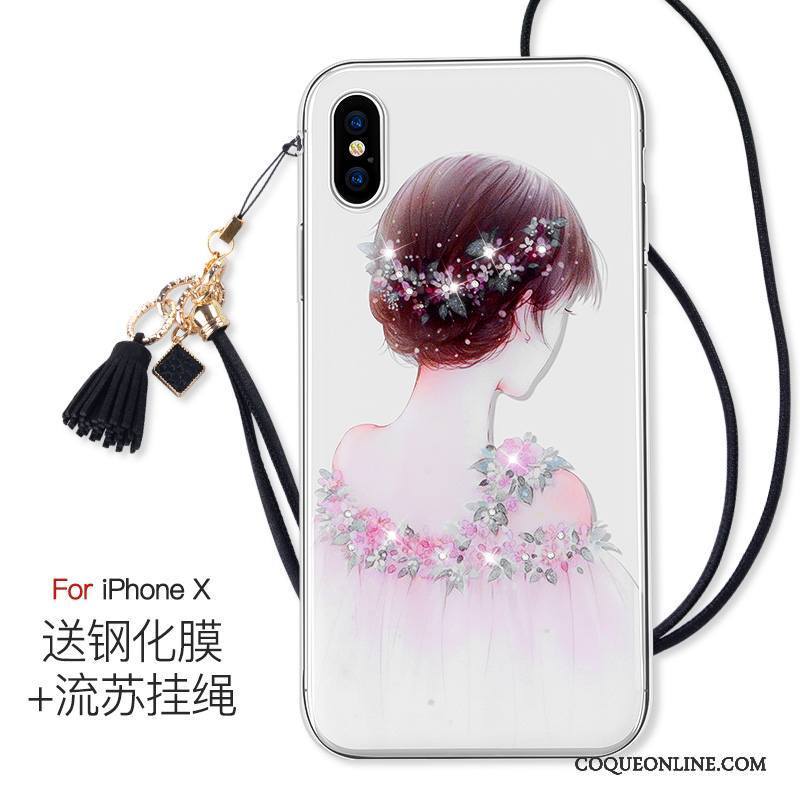 iPhone X Coque Transparent Anneau Incassable Rose Très Mince Nouveau Tout Compris