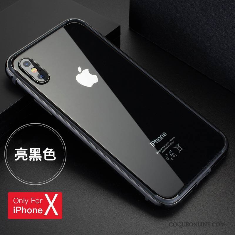 iPhone X Coque Étui Noir Métal Nouveau Protection Silicone Border