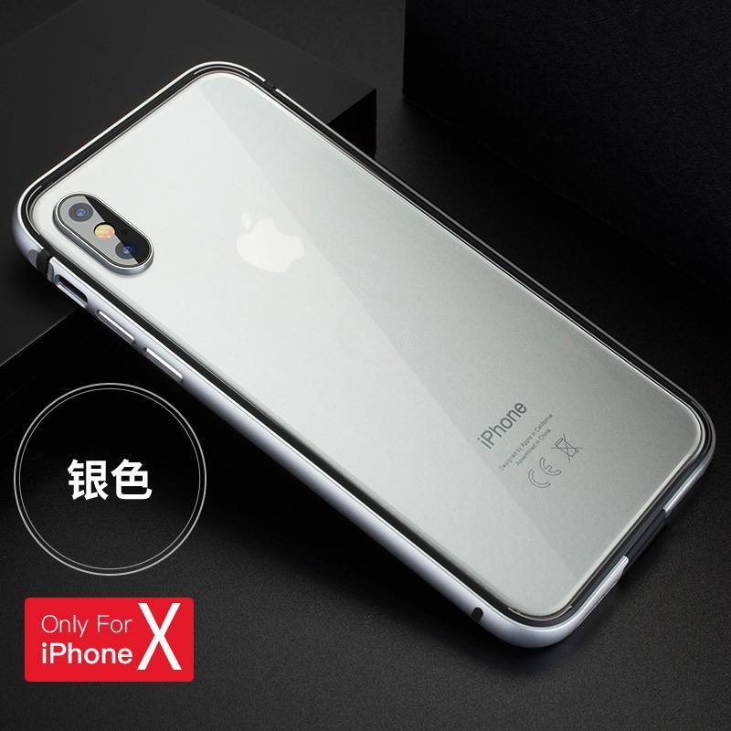 iPhone X Coque Étui Noir Métal Nouveau Protection Silicone Border