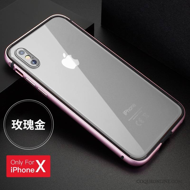 iPhone X Coque Étui Noir Métal Nouveau Protection Silicone Border