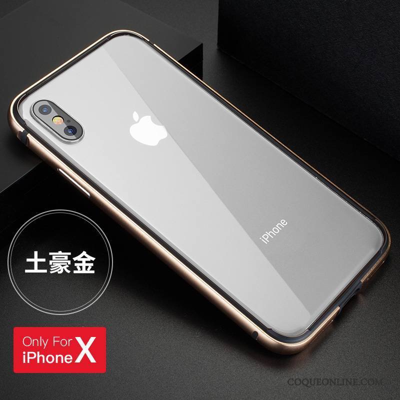 iPhone X Coque Étui Noir Métal Nouveau Protection Silicone Border