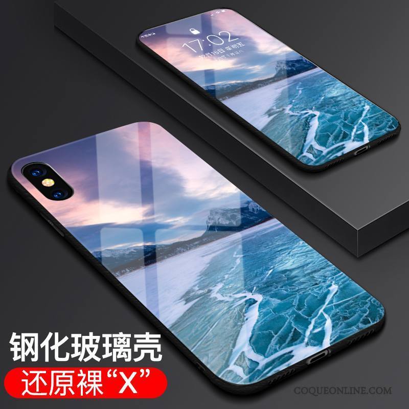 iPhone X Coque Étui Tout Compris Incassable Violet Très Mince Verre Tendance