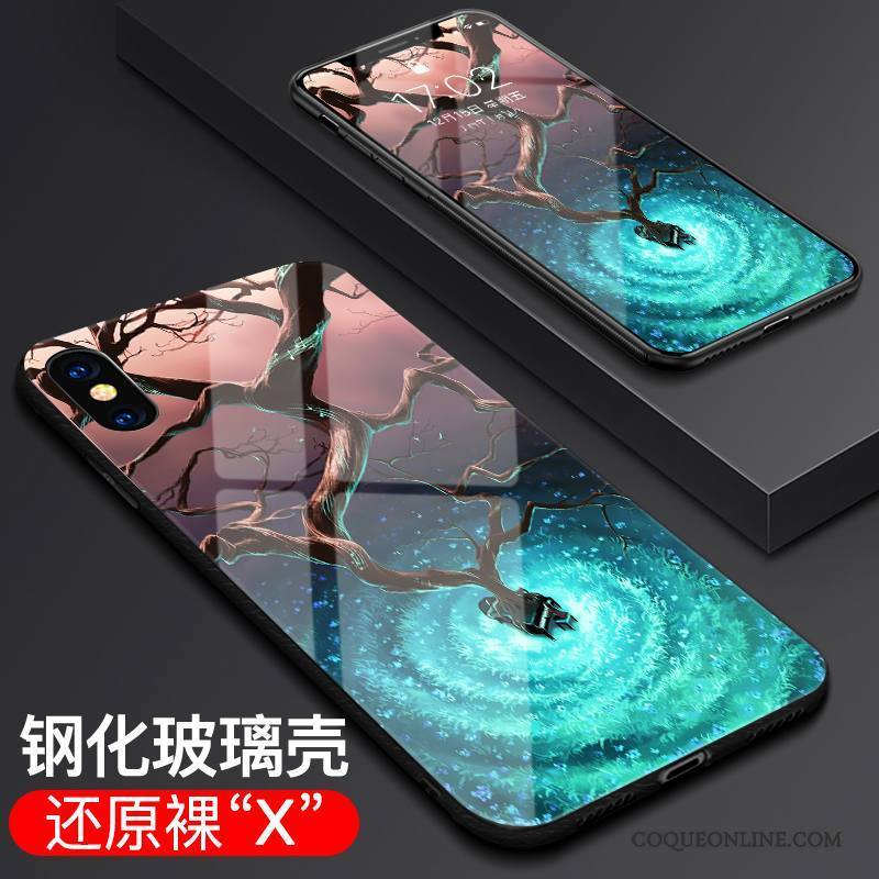 iPhone X Coque Étui Tout Compris Incassable Violet Très Mince Verre Tendance