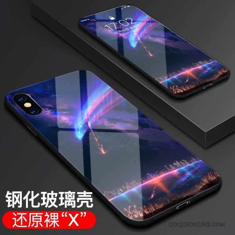 iPhone X Coque Étui Tout Compris Incassable Violet Très Mince Verre Tendance