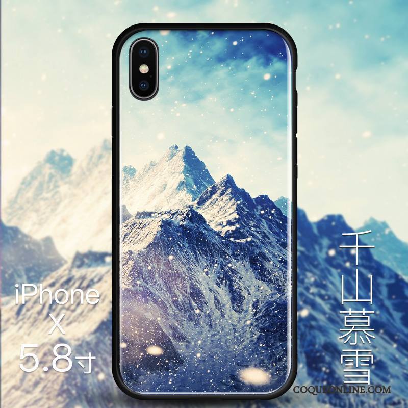 iPhone X Coque Étui Tout Compris Verre Silicone Bleu Protection Très Mince