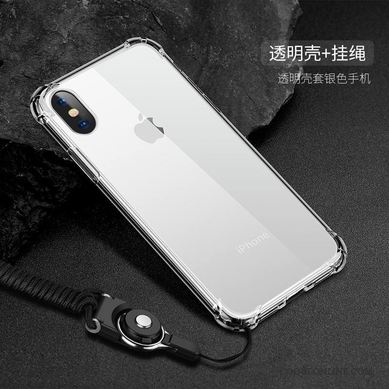 iPhone X Fluide Doux Ornements Suspendus Tout Compris Coque De Téléphone Silicone Incassable Noir