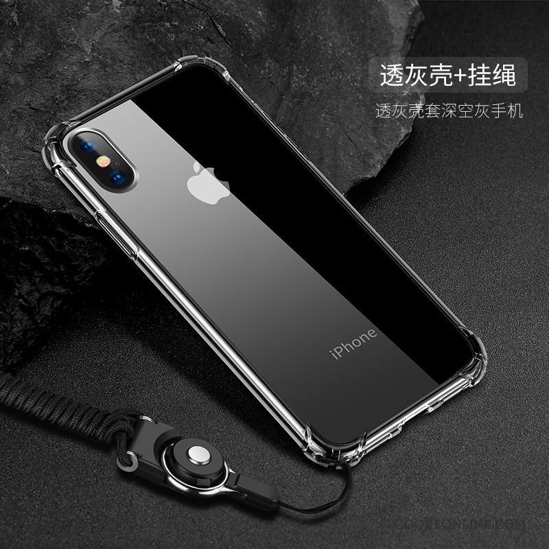 iPhone X Fluide Doux Ornements Suspendus Tout Compris Coque De Téléphone Silicone Incassable Noir