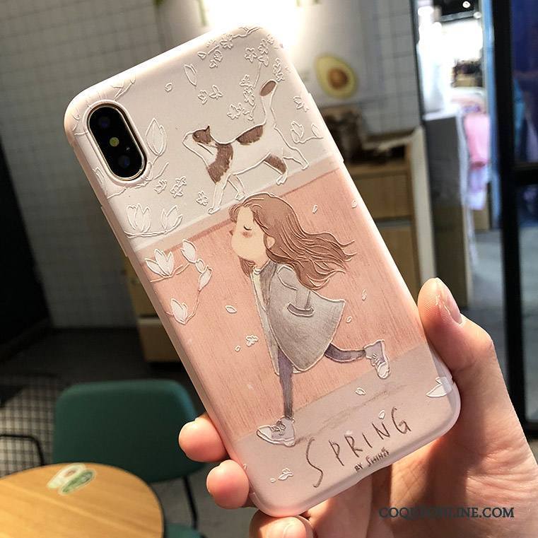 iPhone X Gaufrage Coque De Téléphone Fluide Doux Incassable Tout Compris Rose Nouveau