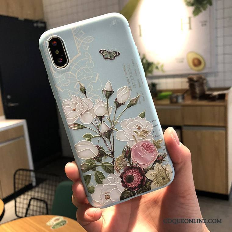 iPhone X Gaufrage Coque De Téléphone Fluide Doux Incassable Tout Compris Rose Nouveau