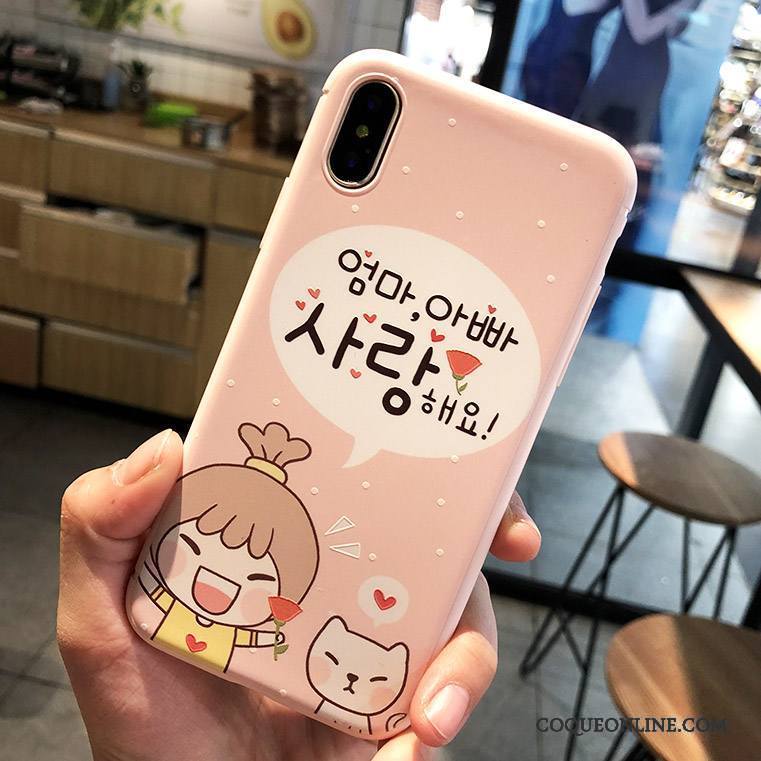 iPhone X Gaufrage Coque De Téléphone Fluide Doux Incassable Tout Compris Rose Nouveau