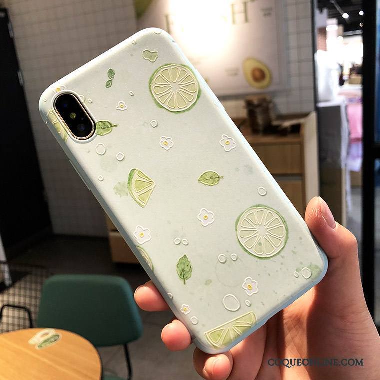 iPhone X Gaufrage Coque De Téléphone Fluide Doux Incassable Tout Compris Rose Nouveau