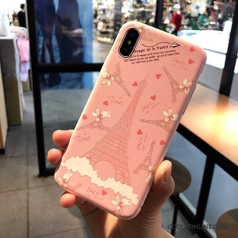 iPhone X Gaufrage Coque De Téléphone Fluide Doux Incassable Tout Compris Rose Nouveau