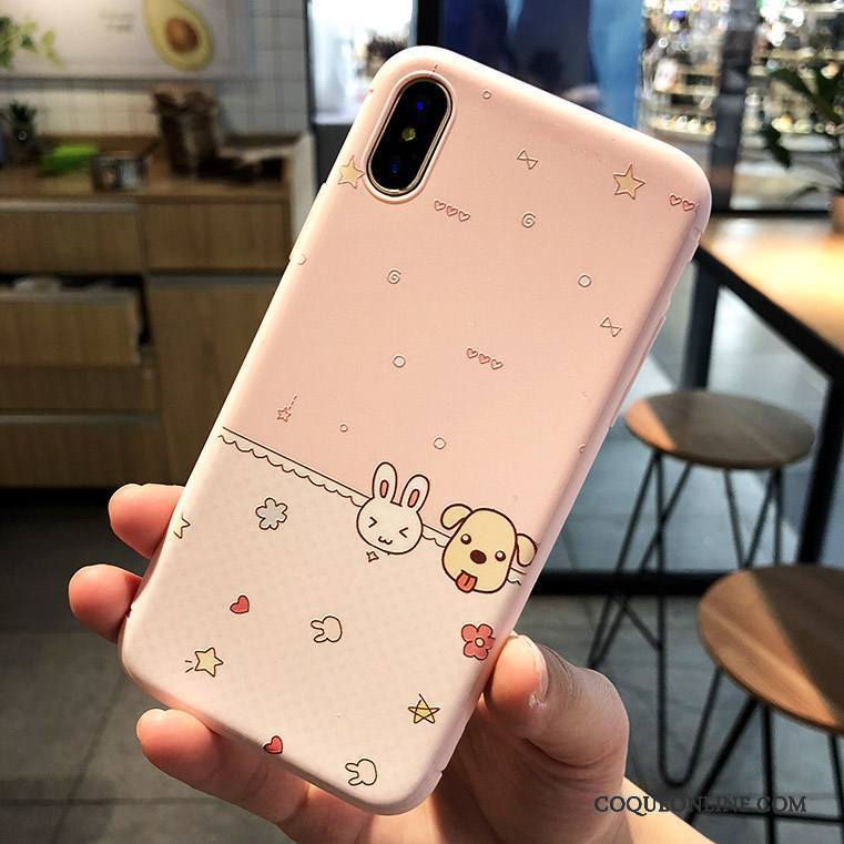 iPhone X Gaufrage Coque De Téléphone Fluide Doux Incassable Tout Compris Rose Nouveau