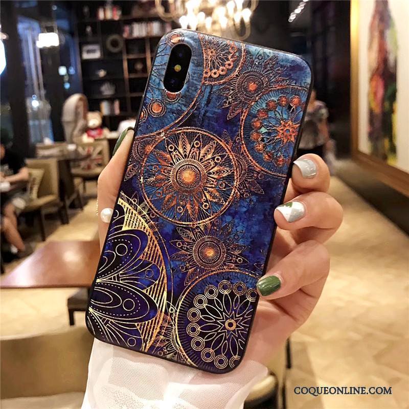 iPhone X Gaufrage Incassable Coque De Téléphone Art Étui Fluide Doux Très Mince