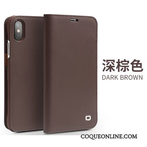 iPhone X Incassable Coque De Téléphone Cuir Véritable Étui En Cuir Simple Housse Business